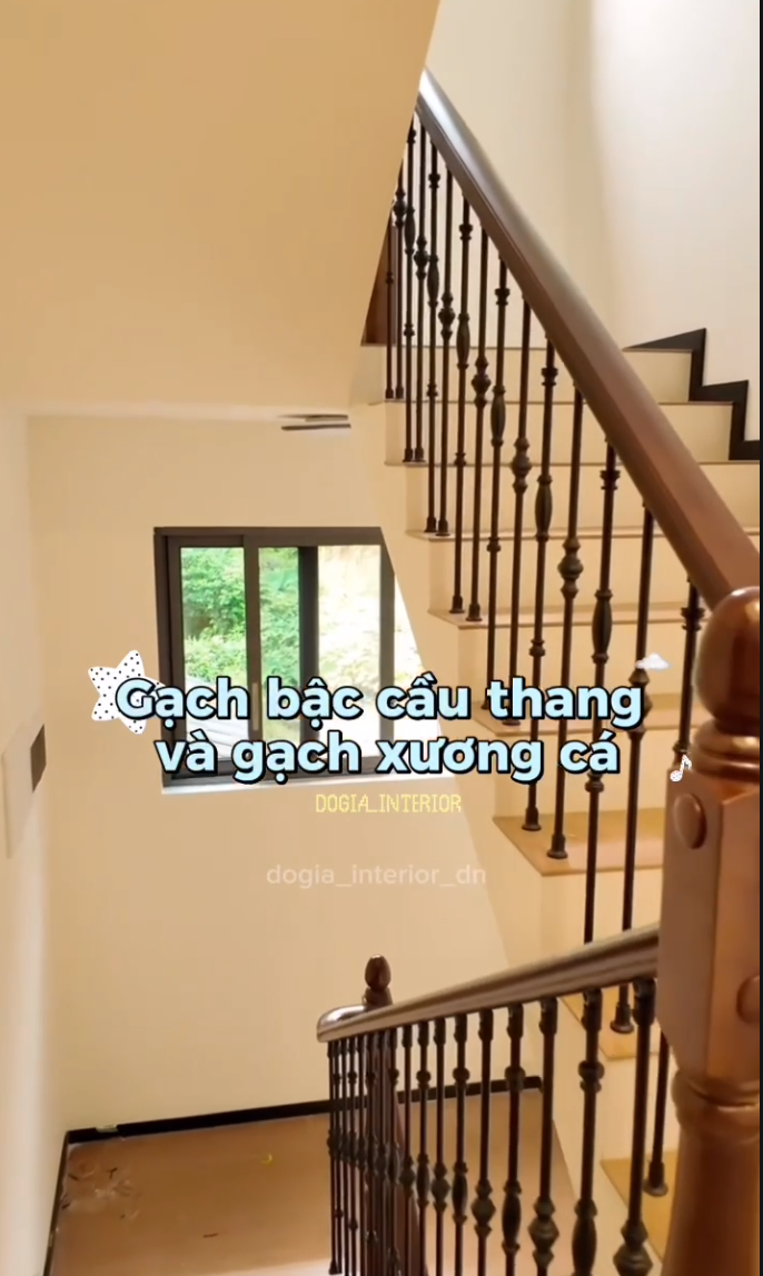 Một công trình thực tế sử dụng gạch bậc cầu thang & gạch xương cá 60×120 tại Đô Gia